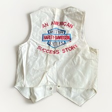 Vintage Harley Davidson Biker Vest American Success Story Embroidered Snap Up M