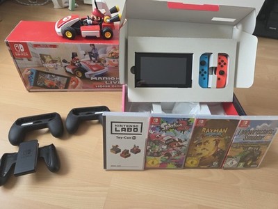 Nintendo Switch mit Mario Kart Live Home Circuit + 4 Spiele und OVP