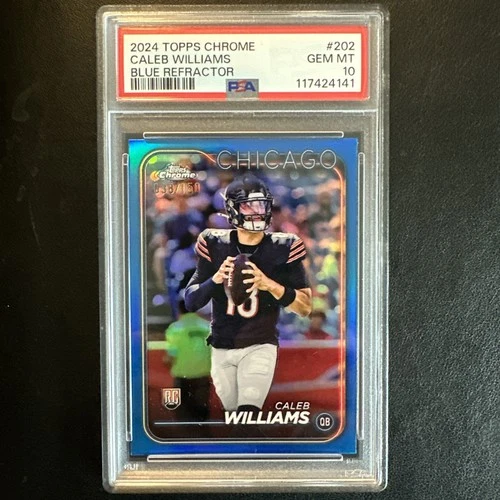 CALEB WILLIAMS 2024 TOPPS CHROME BLUE REFRACTOR #38/150 PSA 10