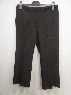 Turnover Leinen Hose Taschen breiter Bund schwarz Gr.42 (W77-20)