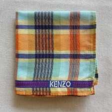 Vintage Handkerchief Orange Purple Cotton Tartan Plaid Classic Pocket Square 17"