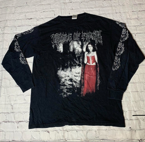 VTG Cradle Of Filth T-Shirt Size Large Long Sleeve Wolf In Creeps Clothing