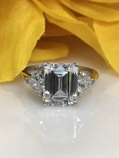 14K White Gold Plated 2Ct Emerald Cut Lab Created Diamond Women Wedding Ring