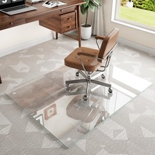 ISTRIPMF 36"x46" Tempered Glass Chair mat for Carpet, 36x46, Transparent