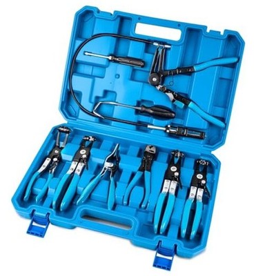 9PCS Professional Hose Clamp Pliers Set for Automotive, Long Reach Flexible 