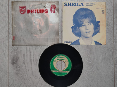 RARE DISQUE 45 T JUKEBOX SHEILA POCHETTE PLASTIQUE ENCART CETTE ANNEE LA