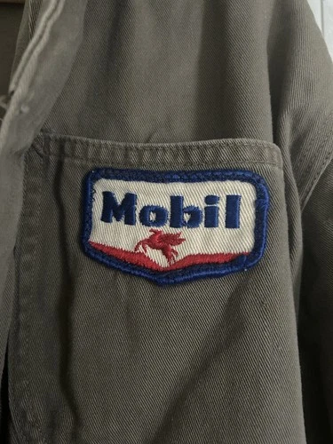 Vintage Unitog Men's Mechanic Coveralls Cotton Twill Gray Sanforized Mobil Patch - product listing photo