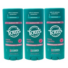 3 Pack - Tom's of Maine Aluminium Free Deodorant Stick, Rose Vanilla, 3.25oz