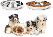 2 Pack Stainless Steel Puppy Bowls, Puppy Feeder for Multiple Pets, Dog Food and