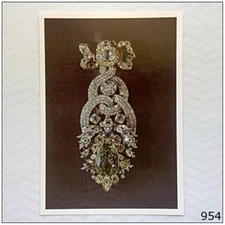 Hat Ornament Green Gems Saxon Crown Jewels Dresden Postcard (P954)