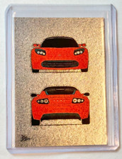 Tesla Motors Platinum Plated Edition Artist Signed “Roadster” Trading Card 1/1