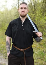 Battle-Merchant Chemise Médiévale, Manches Courtes, Noire