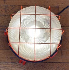 1 v. 84 runde ILME Gitterlampe | Käfiglampe | Bunkerlampe | 70er | italienisch