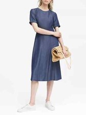 NEW Banana Republic Womens Drapey Tie Back Tencel Short Sleeve Dress 4 $128 NWT