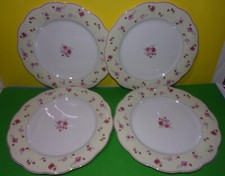 Pfaltzgraff Charlotte 11" Dinner Plates Red Pink & Purple Flowers Stoneware