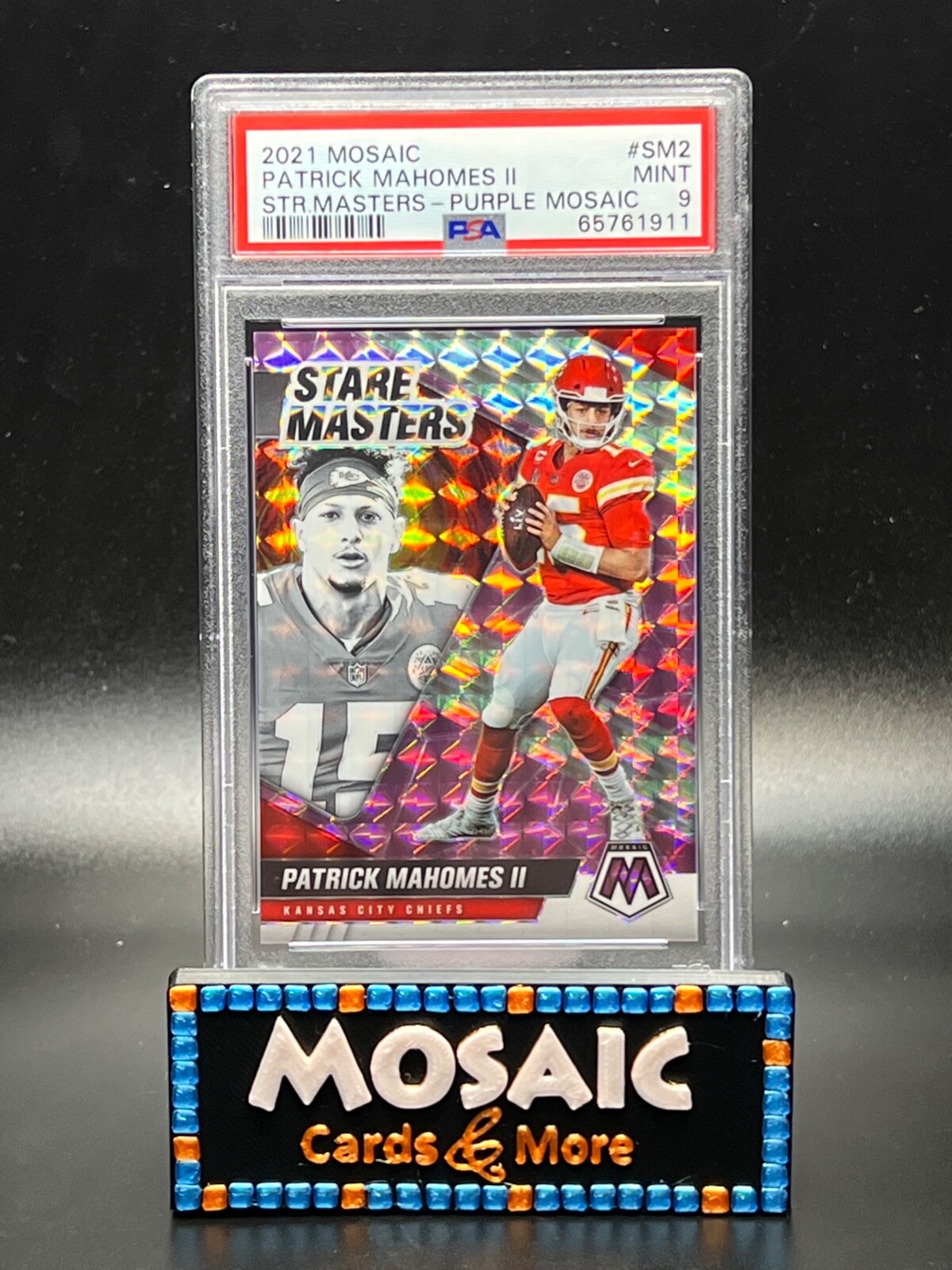 2021 MOSAIC PATRICK MAHOMES II STARE MASTERS PURPLE SSP /49 PSA 9 MINT CHIEFS #2