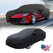 Indoor Car Cover Satin Stretch Dustproof Black For Ferrari FF