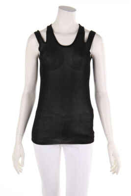 ASH STUDIO PARIS Knit Top Clean Chic Viscose Cut-out M black GOLDMINE NEW