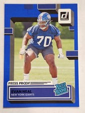 Evan Neal 2022 Panini Donruss Rated Rookie Press Proof Blue #398 Giants
