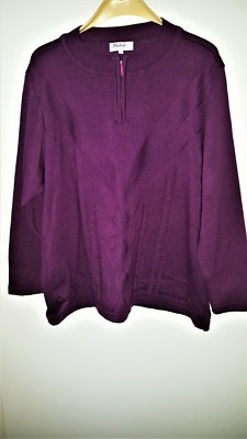 Lila Pullover XXL, Strickpullover mit kleinem Reißverschluss