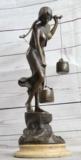 Bronze Sculpture SIGNED ART DECO BY KOWALCZEWSKI BUCKET DANCER MARBLE FIGURINE