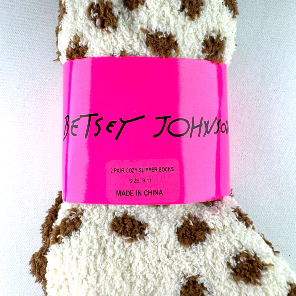 Betsey Johnson Mujer 2 Pares Acogedores Calcetines Zapatilla Lunares/Caramelo Crema Sólido Foto 2 de 4