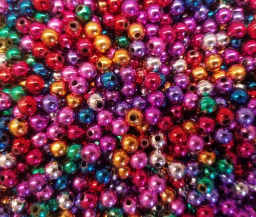 1,000 Piezas Surtido Metálico Pequeño Plástico Perlas 6mm Redondo Navidad Craft