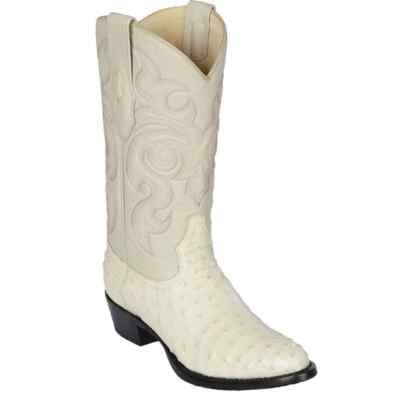 LOS ALTOS MEN Winter White GENUINE QUILL OSTRICH ROUND TOE WESTERN BOOT D 650304