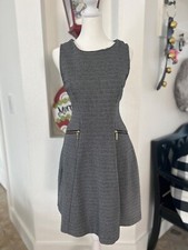 Ann Taylor Houndstooth pattern business casual wear corporate a-line dress 8