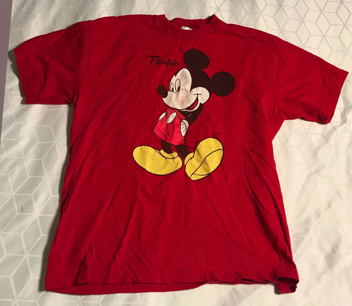 MICKEY MOUSE DISNEY RED XL T SHIRT FLORIDA WALT DISNEY WORLD VINTAGE