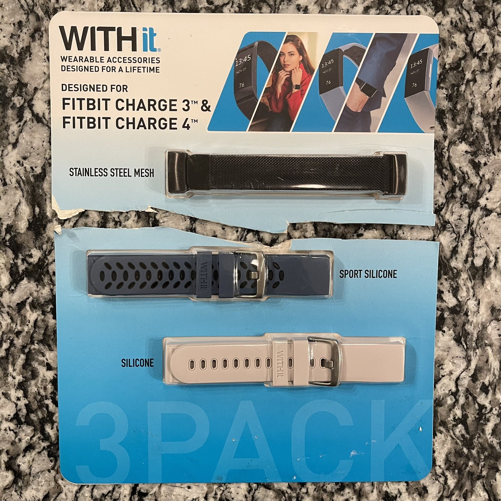Fitbit Charge 3 and 4 Set with 3 Extra Bands