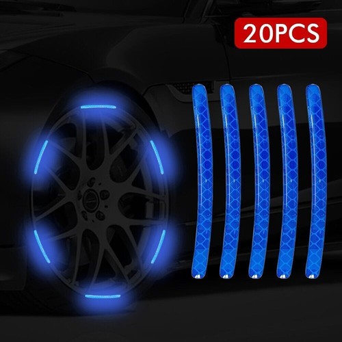 20PCS Blue Car Wheel Decorative Reflective Stickers Night Safety Warning Decal - Picture 2 of 12