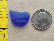 GENUINE BEACH SEA GLASS SURF TUMBLED COBALT BLUE NECK LIP FROSTED PENDANT R2