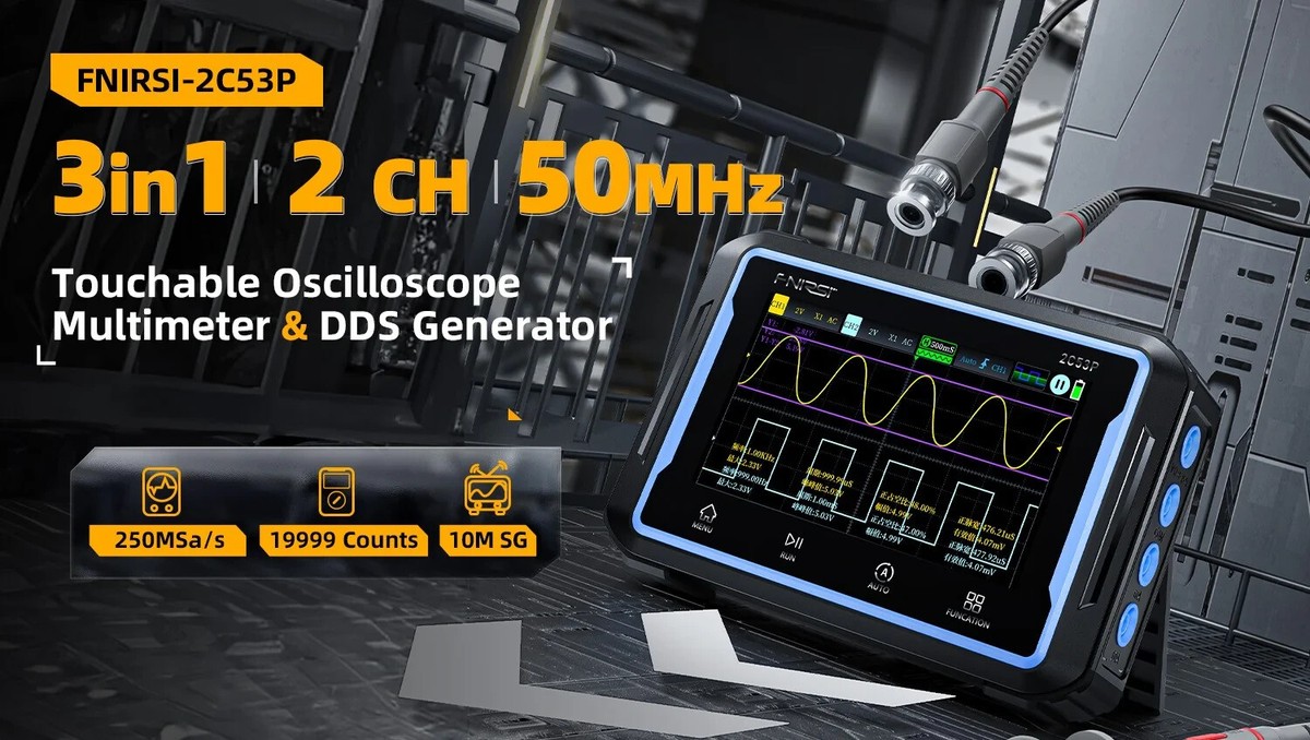 FNIRSI 2C53P 3-in-1 Dual Channel Tablet Oscilloscope Multimeter