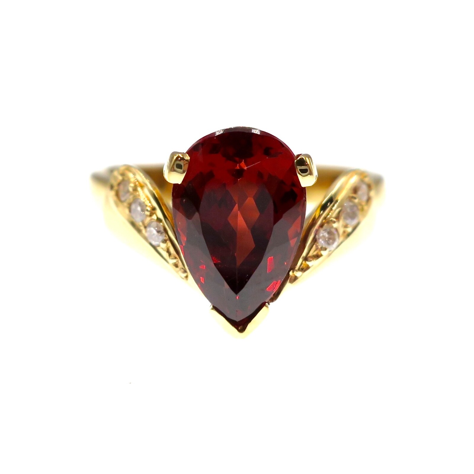 Fabulous 18k Solid Yellow Gold Orange Colored Gar… - image 5