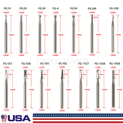 Dental Tungsten Steel Tungsten Carbide FG Burs Hight Speed Handpiece 1-10 Boxes