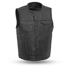 FIRST MFG CO - HIGHSIDE - MEN'S MOTORCYCLE VEST - LEATHER - BLACK - FA37