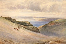 20th Century Watercolour - Looking over the Bay