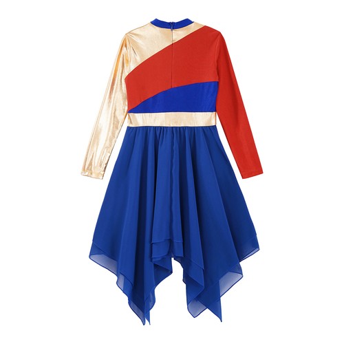 Kinder Mädchen Tanzkleid Rundhals Tanz Kostüme Lob Chiffon Saum Kleid - Bild 20 von 53