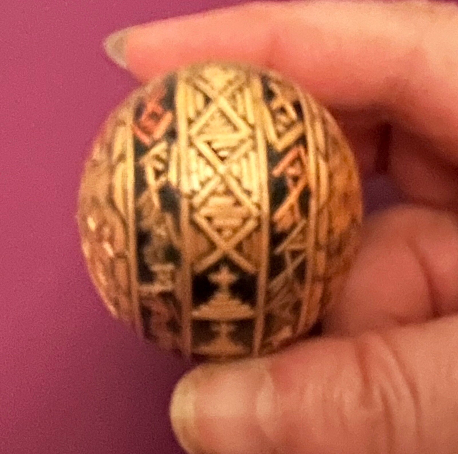 Straw Marquetry Folk Art Egg Czech 2 3/4”