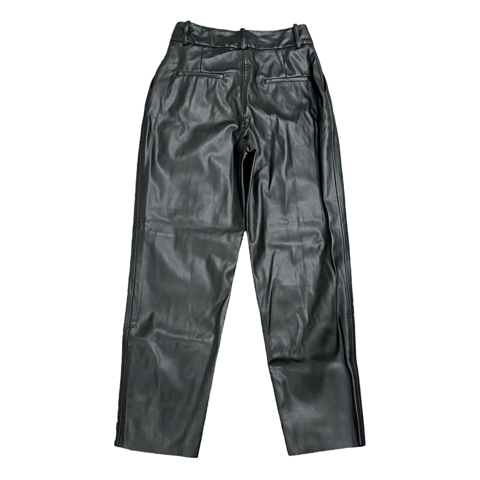 Zara Women's Faux Leather Pants in Black, Size M image 4