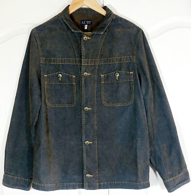 Armani AJ Herren blau Denim Cord Utility Überhemd Jacke Größe Small Ex-Zustand