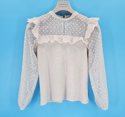 Friends like these Damen Elegante Bluse mit Spitze Oberteil Langarm in Gr. 36