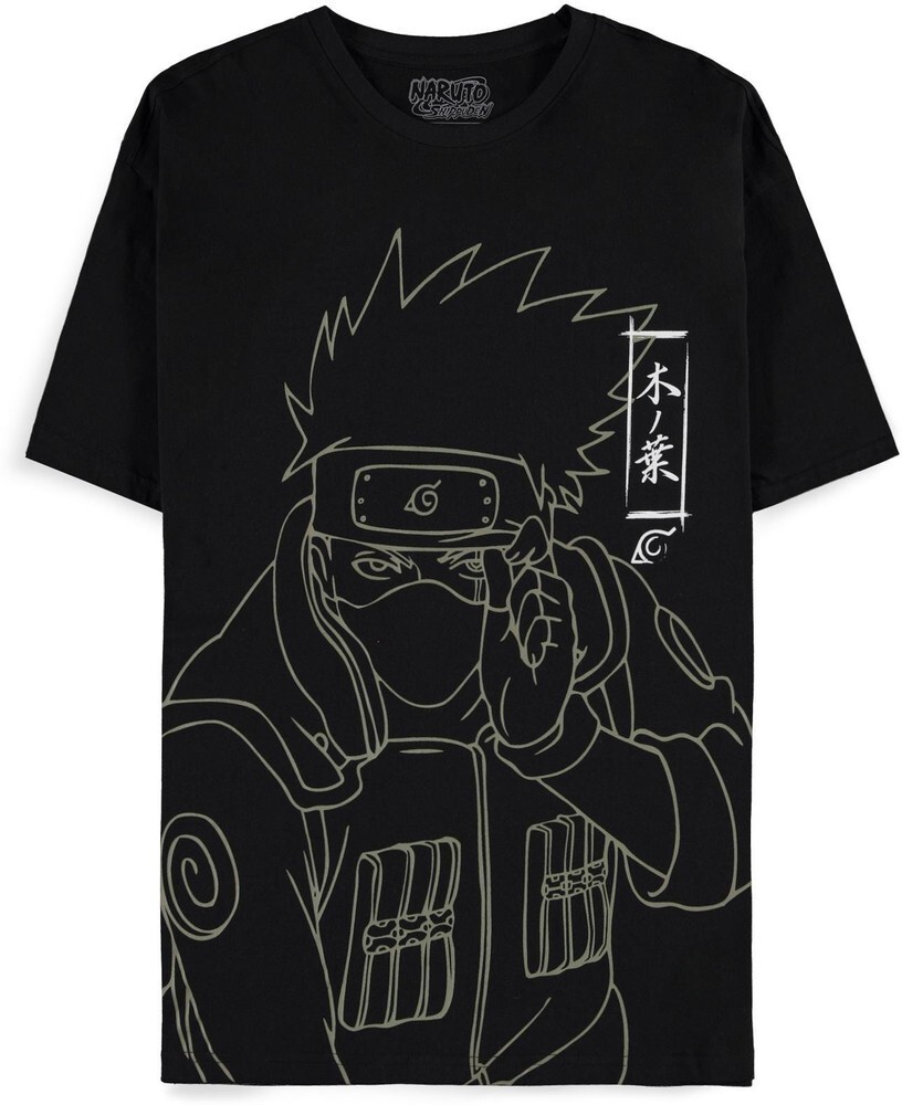 Naruto Shippuden - Kakashi Line Art - Мужская футболка с короткими рукавами черного цвета 5590₽