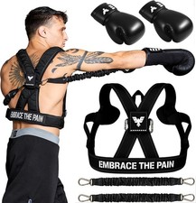 Adult Boxing Harness with 12oz Gloves – Adjustable Resistance Bands (3 Levels...