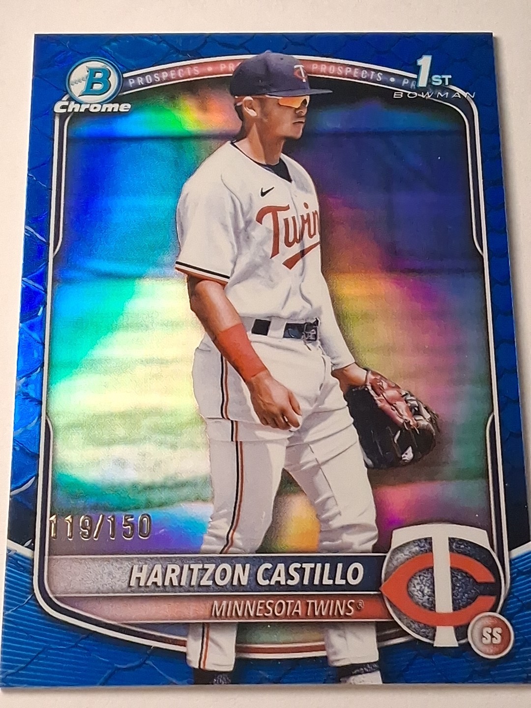 2025 Bowman Chrome Haritzon Castillo Reptilian Blue Refractor 1st Prospect #/150