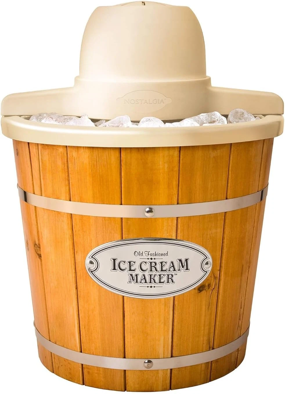 Heladera electrica 4 cuartos estilo antiguo yogur helado madera clara vintage
