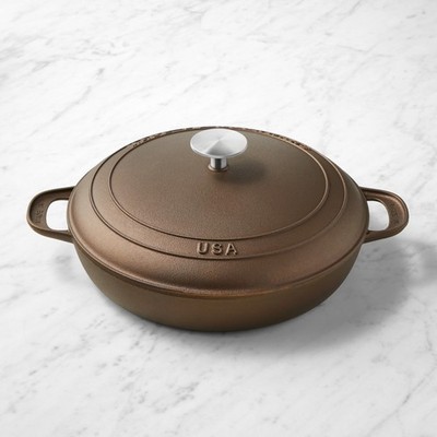 Made In Seasoned Cast Iron Braiser 3.5 Qt Covered Braising Pan with Lid