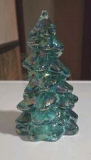 Mosser Glass ~ Teal Carnival Glass Tree ~Holiday ~5.5'~Beautiful 