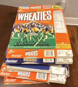 LOT OF 33 VINTAGE WHEATIES BOXES EMPTY 23PHOTOS 10 BOXES LISTED IN DESCRIPTION !